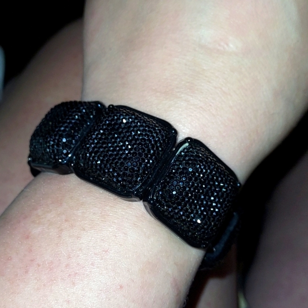 Black, stretch, black rhinestone bracelet